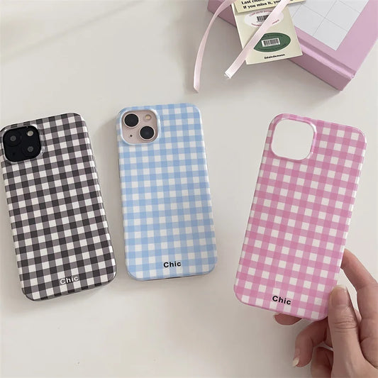 Simple Chic Lattice Pattern Phone Case For iPhone 15 14 Pro Max 11 12 13 Pro Max 14pro Back Cover Fashion Silicone Cute Cases